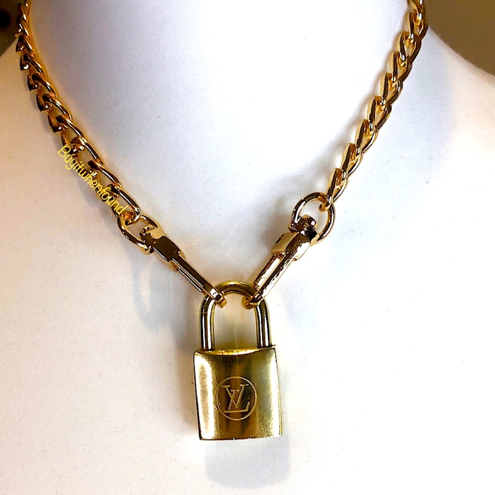 Non-Branded Gold Tone Chain Necklace For LV Lock Key 8” 16” 18” 23” 32” 42” 47”